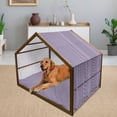 thumbnail image 2 of Geometric Pet House, Vertical Striped Pattern in Lavender Tones Geometric Classic Design, Outdoor & Indoor Portable Dog Kennel with Pillow and Cover, 5 Sizes, Lavender Black White, by Ambesonne, 2 of 4