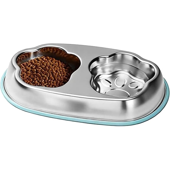 Cat Food Bowls - Anti-Slip Double Bowl Set for Food & Water, Sturdy Pet Feeding Station with Non-Slip Base, Easy-Clean Cat Dishes for Indoor & Outdoor Use, Kittens & Adult Cats P