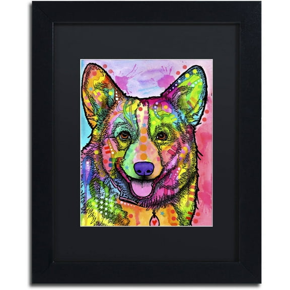 Trademark Fine Art 'Corgi II' Canvas Art by Dean Russo, Black Matte, Black Frame