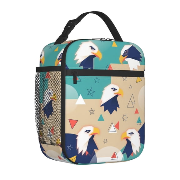 Eagle Lunch Bag Handheld Portable Reusable Cooler Tote Front Pocket Work Office Commute Daily Food Container