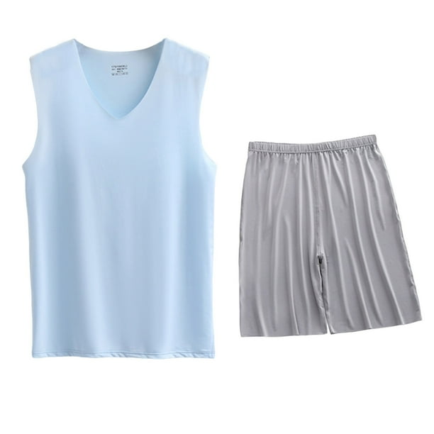 Conjunto Deportivo de los Hombres, Moda Casual de Color Sólido Cuello en V sin Mangas de Elasticidad Superior para el Desgaste Al Aire Libre, Traje Atlético de Humedad