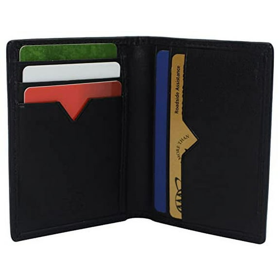 Leather Credit Card Holder Wallet for Men & Women Thin Bifold RFID Blocking Slim Front Pocket Minimalist Wallets, Small Card Case