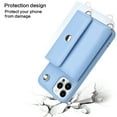 thumbnail image 3 of ELEHOLD Crossbody Wallet Case for iPhone 15 Pro Max PU Leather Double Buttons Shockproof Flip Cover with Detachable Shoulder Strap Card Slots Kickstand,Skyblue, 3 of 9
