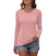 thumbnail image 2 of RKSTN Women Shirts Sun Protection Shirt Top Solid Color V Neck Long Sleeve Spring Summer Lightweight Outdoor Hiking Top, 2 of 6