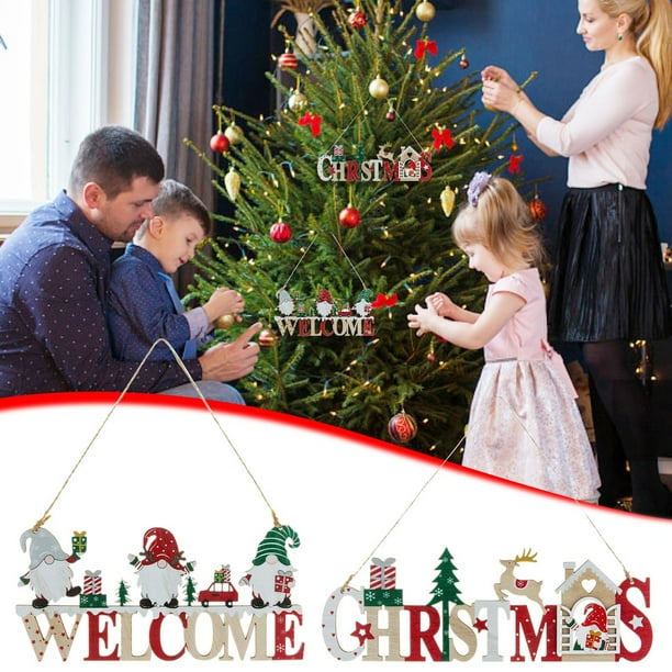 Fiudx Ofertas Relámpago Decoraciones Navideñas, Decoraciones De Tableros De Letras De Madera, Señales De Puerta De Bienvenida Navideñas, Decoraciones De Tableros De Letras De Madera