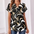 thumbnail image 4 of BOMYJESK Womens Tops Short Sleeve V Neck T Shirts Business Casual Geometric Print Basic Blouses 2026 Spring Fashion Going Out Loose Fit Outfits Black XXL, 4 of 7