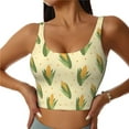thumbnail image 2 of Haiem Yellow Corn Pattern Womens Sports Bra - U Neck Padded Low Impact Yoga Bra Workout Crop Top Gym Moisture-Wicking Workout Vest -Medium, 2 of 9