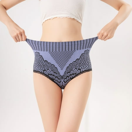 

QIPOPIQ Underwear for Women Plus Size Color Lace Edge High Waisted Shorts Shapewear Panties