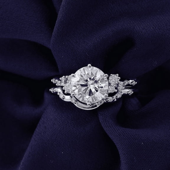 Oryn Jewelry 1.9 Ct Brilliant Round Cut Moissanite Ring – 14K White Gold Plated Band – Valentine’s Bridal Engagement Jewelry – Beautiful Gift Ring Set