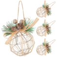thumbnail image 1 of 4pcs Christmas Ball Ornaments Christmas Tree Hollow Out Iron Hanging Balls, 1 of 2