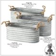 thumbnail image 7 of Farmer's Market Chubby Oval Planters, Set of 3, Rope Handles, Galvanized Zinc, Rolled Top, Corrugated Sides, Rustic Country Style Tub Containers, 16, 15, and 13 1/2 Inches, 7 of 7