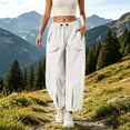 thumbnail image 2 of Athletic Pants for Womens Solid Color Drawstring Elastic Waist Drying Hiking Pants with Pockets 3XL, 2 of 6