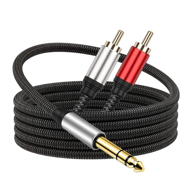 6.35mm To 2RCA Adapter Cable Excellent Sound Audio Y Splitter Cable Insert Cord