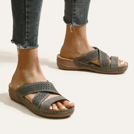 

FZM Women shoes Summer Womens Casual Shoes Breathable Thick Soled Wedges Leisure Sandals