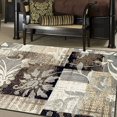 thumbnail image 1 of SUPERIOR Pastiche Contemporary Floral Patchwork Polypropylene Indoor Area Rug or Runner with Jute Backing, 4 X 6, Beige, 1 of 6