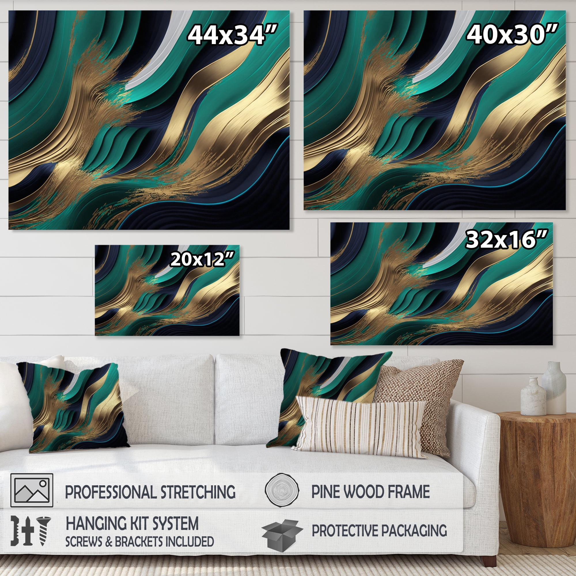 Designart Green And Gold Agate I Canvas Wall Art