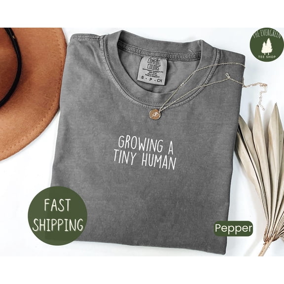 Velto Growing a Tiny Human Pregnancy Reveal Expecting Mom Gift T-Shirt Graphic Fullsize S-5XL Shirt
