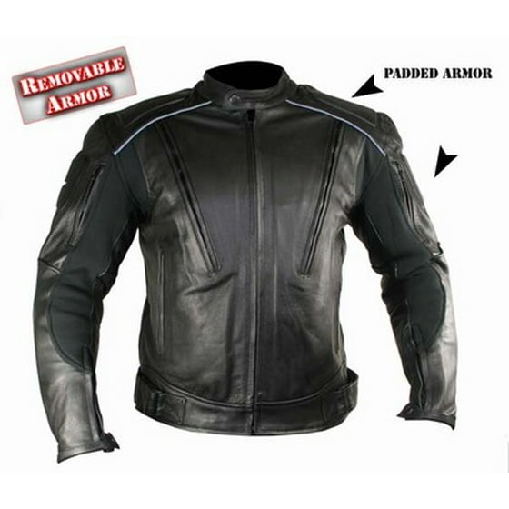 Xelement B9119 Mens Black Armored Leather Motorcycle Jacket