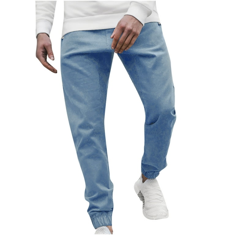 jsaierl Men's Solid Color Sports Pants Fashion Slim Pockets Workout  Athletic Trousers Casual Running Joggers Sweatpants 