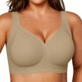 thumbnail image 3 of PoseFree Women Jelly Bra Wireless Supportive Full Coverage Bra | Comfortable,No Underwire,Support&Lift,Push Up,Everyday,Breathable,Soft,Seamless Khaki L, 3 of 5