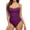 Purple, variant on Swimsuits for Women Tummy Control Gift for Women Women's Twist Front Bandeau Swimwear Set One Piece Ruched Tummy Control Suimsuit