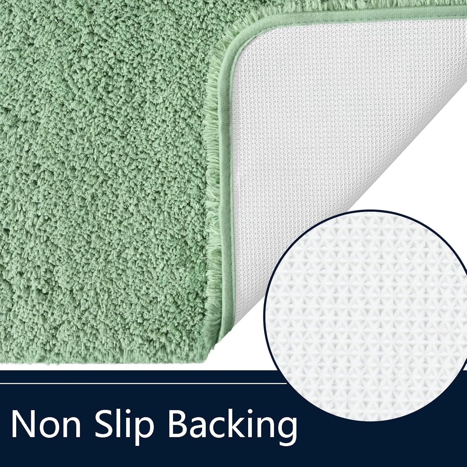 Lochas Green Polyester Bath Rug, 36" x 24", Machine Washable
