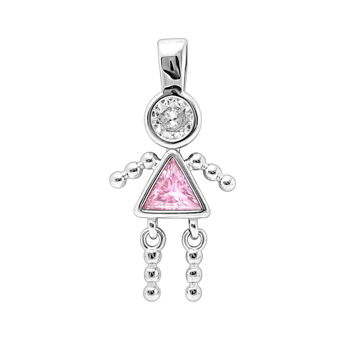 925 boy figure w/ pink crystal Details about   sterling silver handmade birthstone pendant 