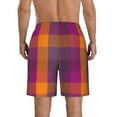thumbnail image 3 of Kll Purple Yellow Buffalo Plaid Men'S Casual Summer Beach Shorts Hawaiian Shorts With Pockets-Small, 3 of 9