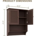 thumbnail image 3 of Bathroom Wall Cabinet with Towels Bar, 23.6" L x7.9 W x27.5 H MDF Material Medicine Cabinet, 2 Doors Over The Toilet Space Saver Storage Cabinet with Large Space, Espresso, 3 of 15