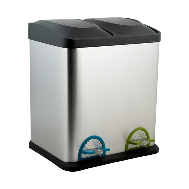 Neu Home 30 Liter 2 Compartment Stainless Steel Recycle Bin Walmart