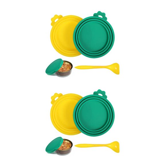 Youkk Couvercle en Conserve pour Conservation Scellée, Bouchon Facile à Nettoyer et Pratique, Sûr et Non Toxique, Couvercle Réutilisable Jaune+cuillère+vert Ensemble de 2