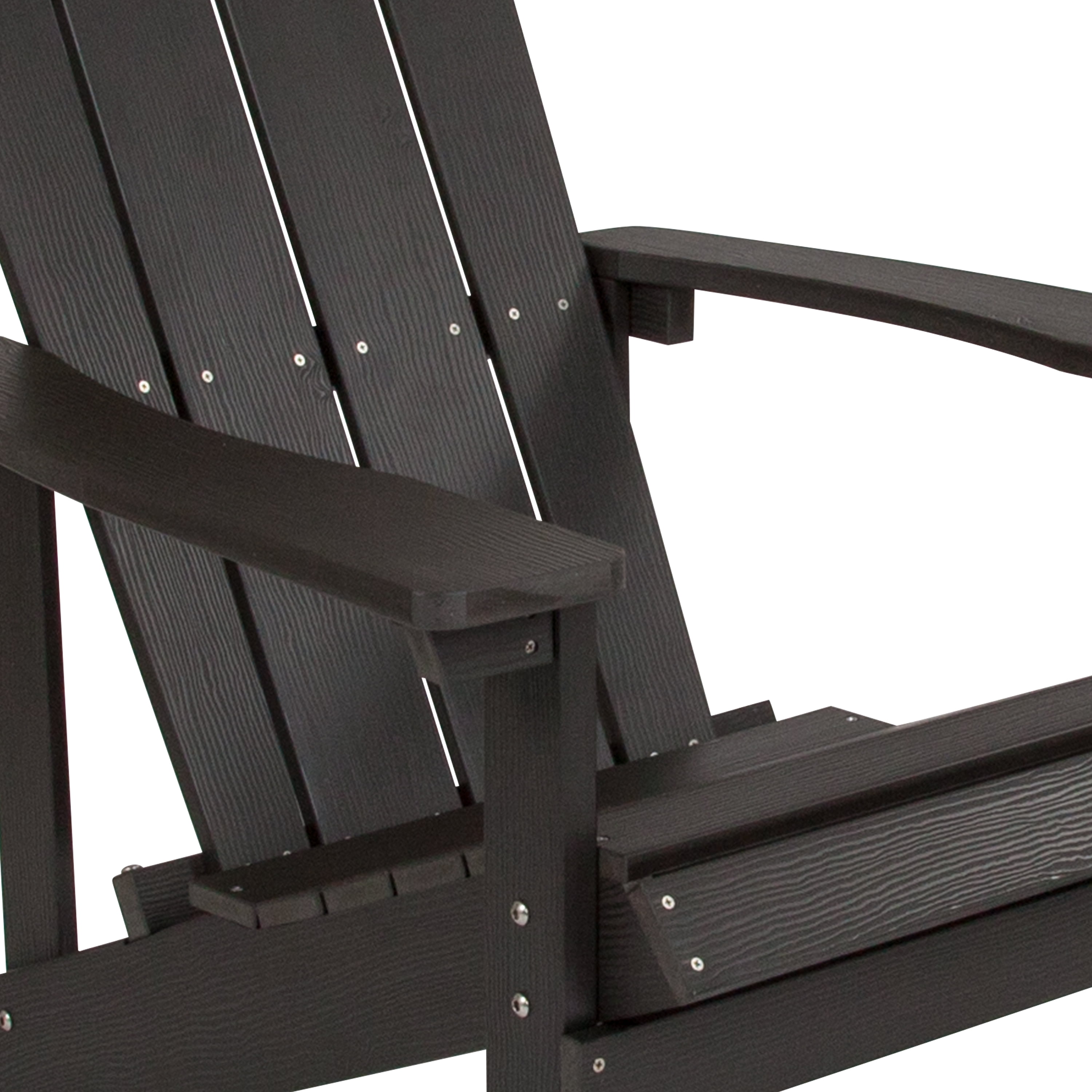 Emma + Oliver Set of 4 Outdoor Slate Gray All-Weather Poly Resin Wood Adirondack Chairs