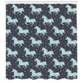 thumbnail image 3 of Ambesonne Cartoon Shower Curtain, Unicorn Spot Stars, 69"Wx84"L, Dark Blue and Pink, 3 of 3