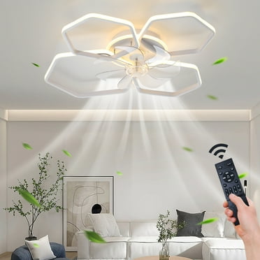 Eowynic 30" Bladeless Ceiling Fan with Dimmable LED Lights, Mid-Century, Flush Mount, Indoor, Remote Control