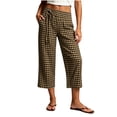 thumbnail image 3 of Cotton Capri Pants for Women Ihhxva Plaid Cropped with Pockets Elastic Waist Casual Straight Leg Trousers S-2XL, 3 of 9
