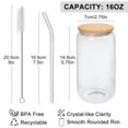 thumbnail image 2 of LotFancy 6Pcs Glass Cups with Bamboo Lids and Glass Straw, 16oz Can Shaped Drinking Glasses, 2 of 7