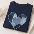 thumbnail image 5 of Women's Denim Heart Graphic T-Shirt, Short Sleeve Casual Tee, 5 of 9