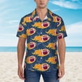 thumbnail image 2 of Balery Burning Rugby Balls Camisas hawaianas de manga corta para hombre, camisas playeras de corte holgado, camisas de vacaciones con botones,X-Large, 2 of 7
