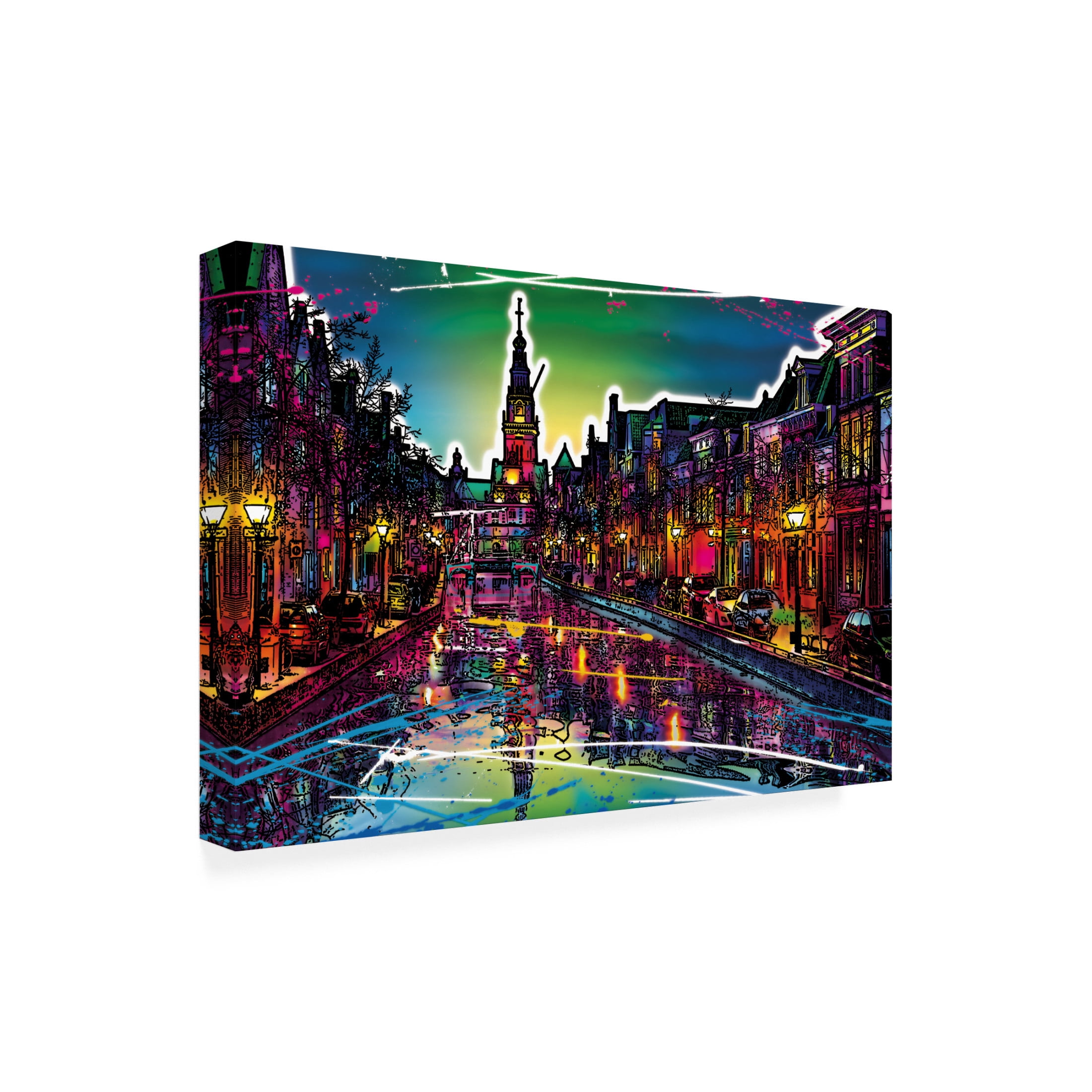 Canvas Wall Art - Ray Heere 'Colorful Cityview Of Dutch City Of Alkmaar' Wall Art for Living Room, Bedroom, or Office Décor by Trademark Fine Art - 47 x 30 Inches