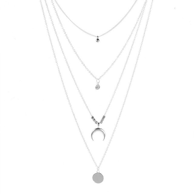Collar con colgante de palo redondo minimalista para mujer, collar de clavícula de perlas, cadena larga de hojas, joyería de moda, regalo de declaración para niña