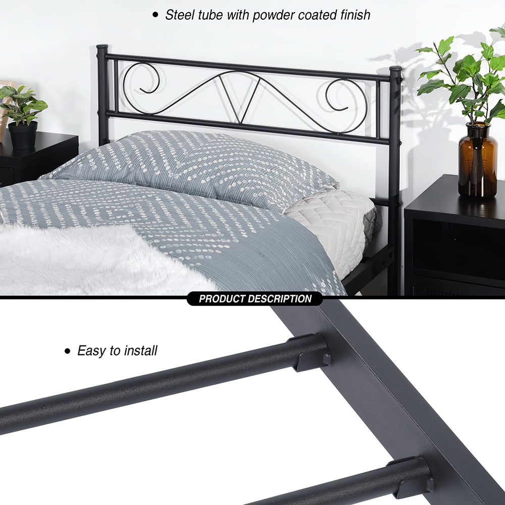 Kepooman Modern Metal Single Bed Frame for Apartment Bedroom Dorm, 77.5" * 40.9" * 34.6", Black Kepooman Modern Metal Single Bed Frame for Apartment Bedroom Dorm, 77.5" * 40.9" * 34.6", Black
