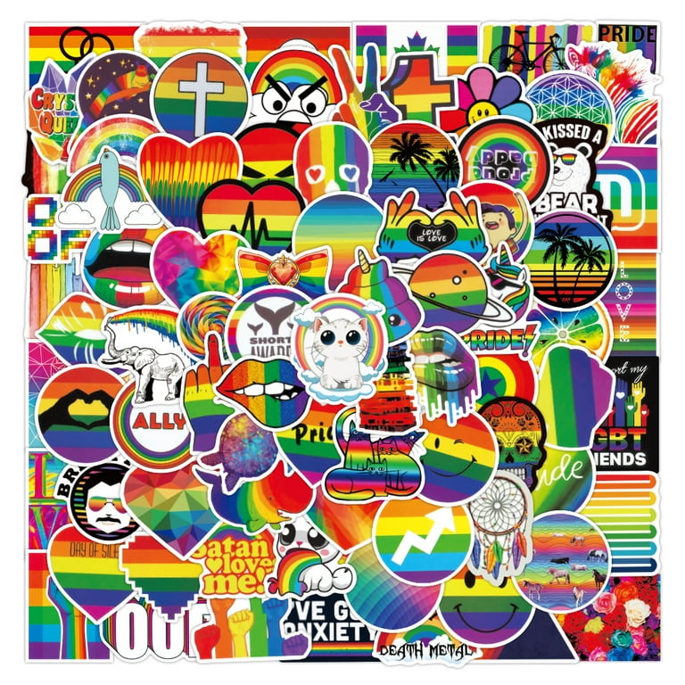 Rainbow Pride Stickers, 100-Piece LGBTQ Rainbow Stickers, Vinyl LGBT Gay  Pride Stickers for Laptops, Water Bottles, Luggage, Scrapbooking 