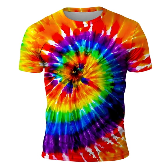 JAJAHO Men's Short Sleeve T Shirt Tie Dye Crew Neck Comfortable Breathable Graphic Tee Casual Daily Wear Summer Outfits Stylish Tops