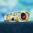 thumbnail image 3 of 10K Yellow Gold Plated Garnet Engagement Ring – Vintage Inspired Filigree Band, Wedding Rings, Handmade Statement Ring for Women, 3 of 5