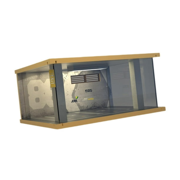 Modèles de voiture 1:18, modèle de Garage de stationnement solide avec lumières et couvercle anti-poussière en acrylique Modèles de voiture 1:18, modèle de Garage de stationnement solide avec lumières et couvercle anti-poussière en acrylique