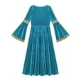 thumbnail image 6 of TiaoBug Girls Medieval Retro Long Dress Halloween Costume Kids Flare Sleeve Velvet Princess Carnival Ball Gown Light Blue 6, 6 of 6