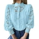 thumbnail image 3 of Blusas para mujer,Camisa de encaje para mujer, elegante blusa de cuello redondo, manga larga abotonada, mezcla de poliéster, ropa informal, sopatenor, 3 of 9