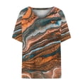 thumbnail image 4 of ICHUANYI Clearance Fashion Women's Casual Printed V-Neck Short Sleeve Pullover Tops Blouse T-shirt(Brown, M) ICHUANYI WER2023081402880, 4 of 5