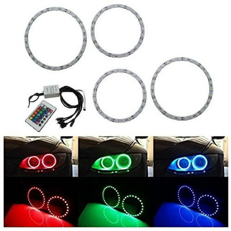 iJDMTOY Multi-Color 174-SMD RGB LED Angel Eyes Halo Ring Lighting Kit w/ Remote Control for 2006-2012 BMW E90/E91 3 Series 4-Door with adaptive xenon HID (Best Angel Eyes For E90)