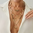 thumbnail image 3 of NICKSUN Vintage Boho Beaded Clavicle Chain Necklace Sun Pendant Stackable Necklace Long Multi-layered Bead Tassel Necklace Summer Beach Jewelry for Women, 3 of 9